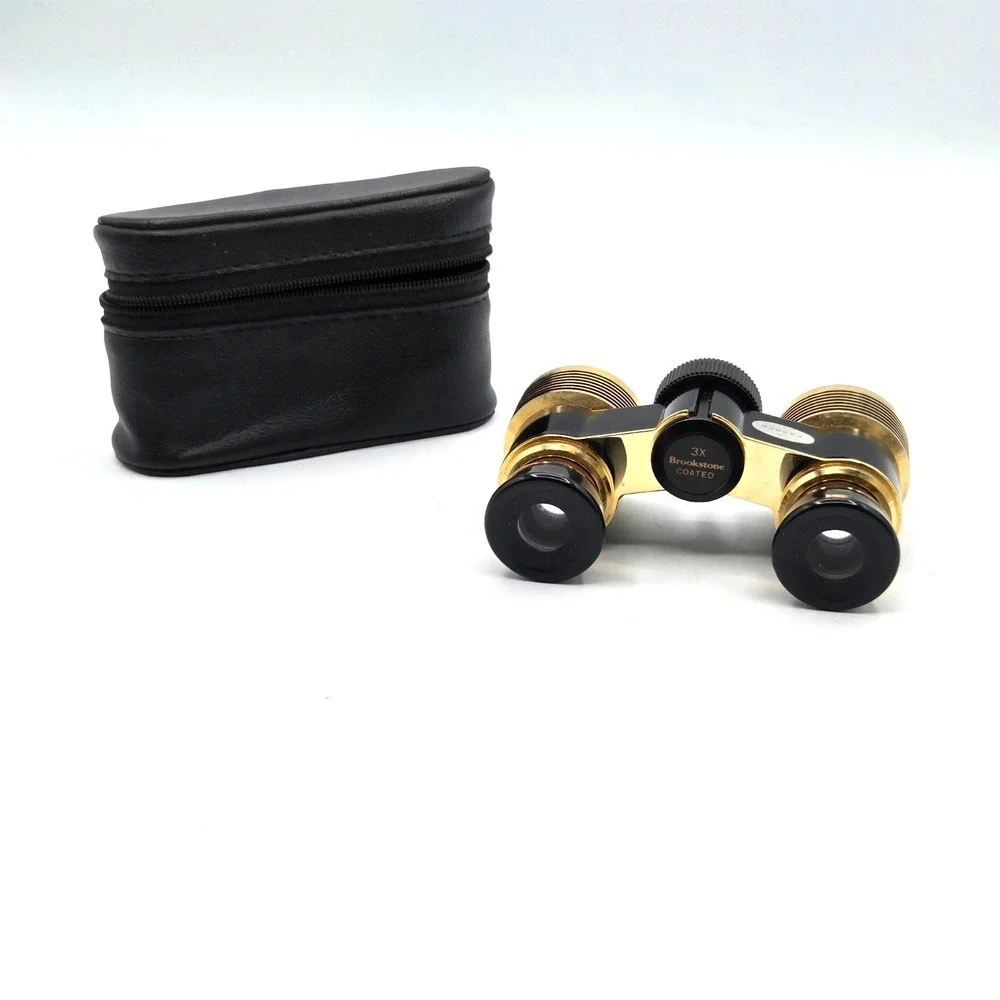 Brookstone 3x Coated Compact Galilean Opera Glasses Binoculars with Case